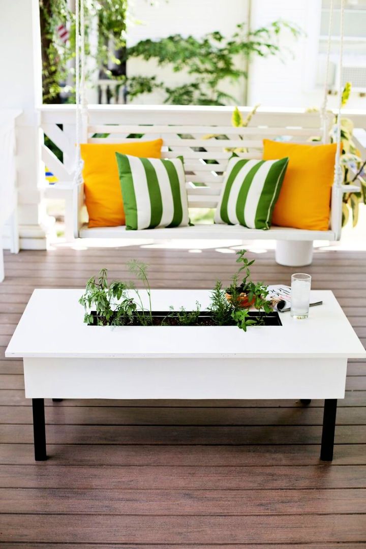 DIY Covered Patio Herb Garden Coffee Table
