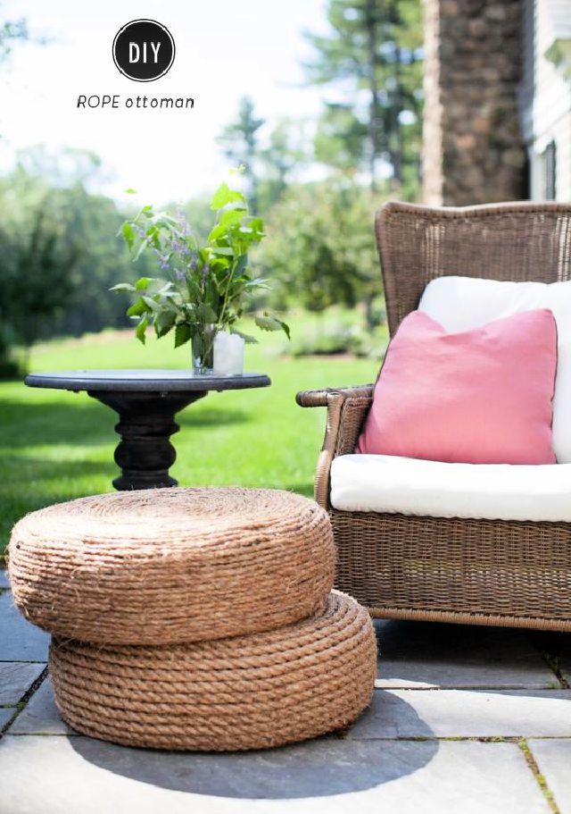 DIY Front Yard Rope Ottomans