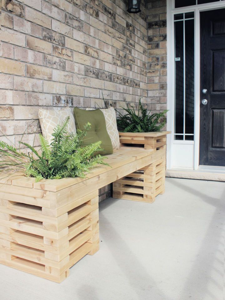 DIY Patio Wooden Bench With Planter for Summer