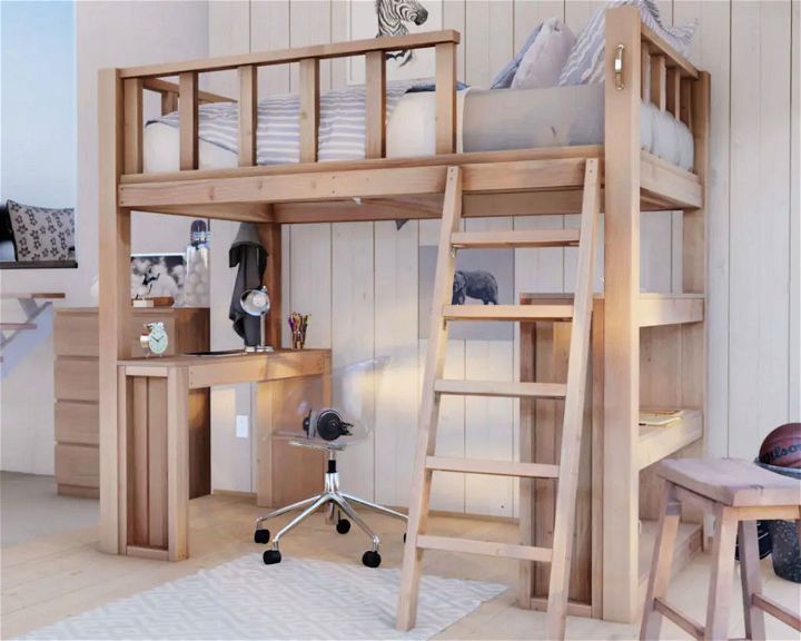 DIY Wooden Twin Loft Bed