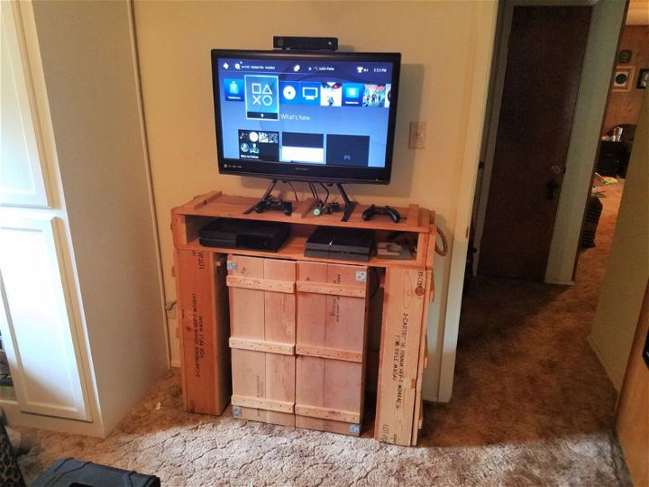 Simple Entertainment Center From Ammo Crates