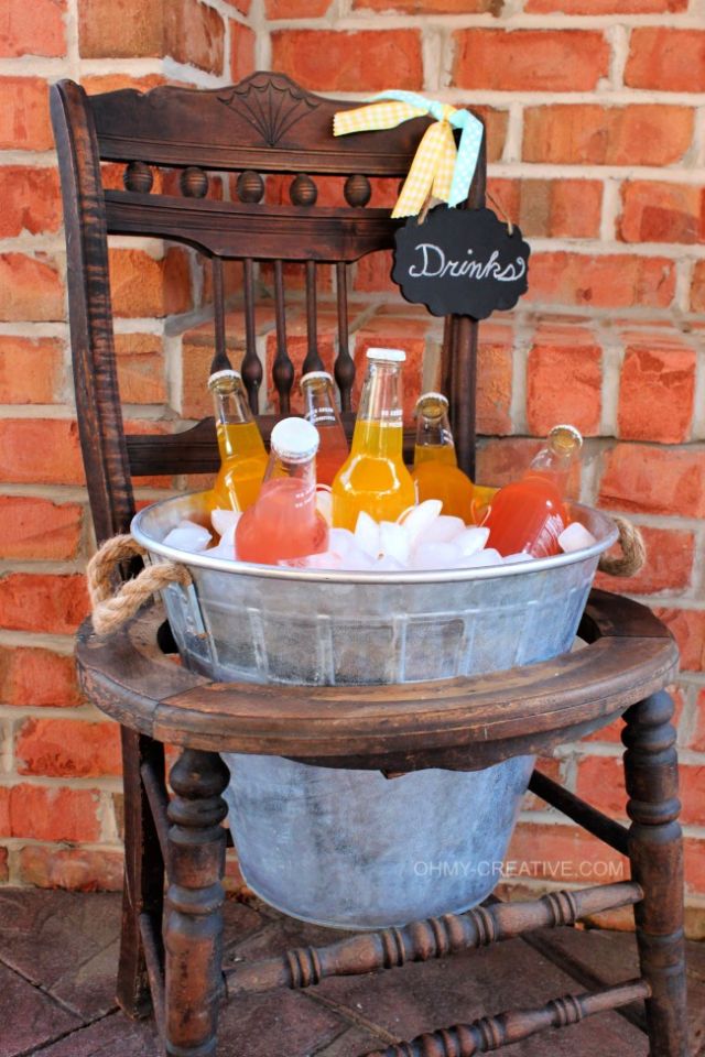 Turn a Chair Into a Vintage Drink Stand For Patio