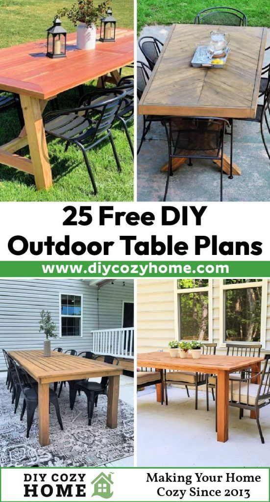 25 Free DIY Outdoor Table Plans (Build You Own Patio Table) - DIY Cozy Home