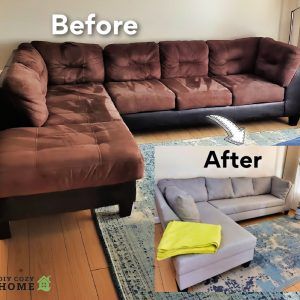 how to reupholster a couch before and after